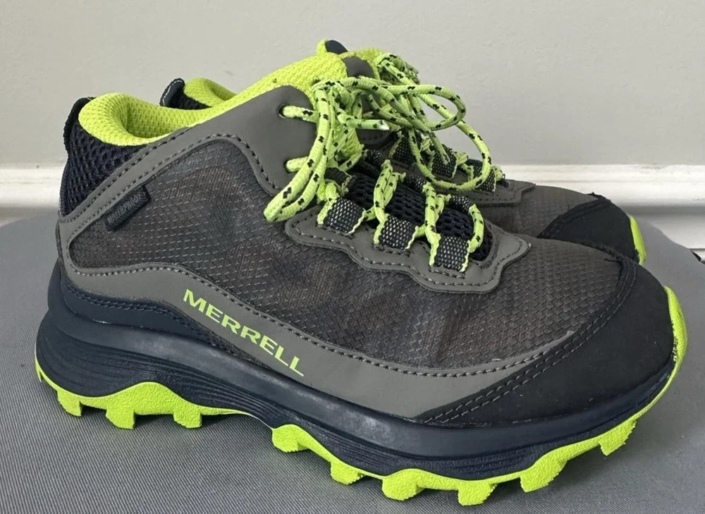 Merrell Hiking Shoes Kids Size 12 Gray Green Trail Mesh Sneakers MK265212